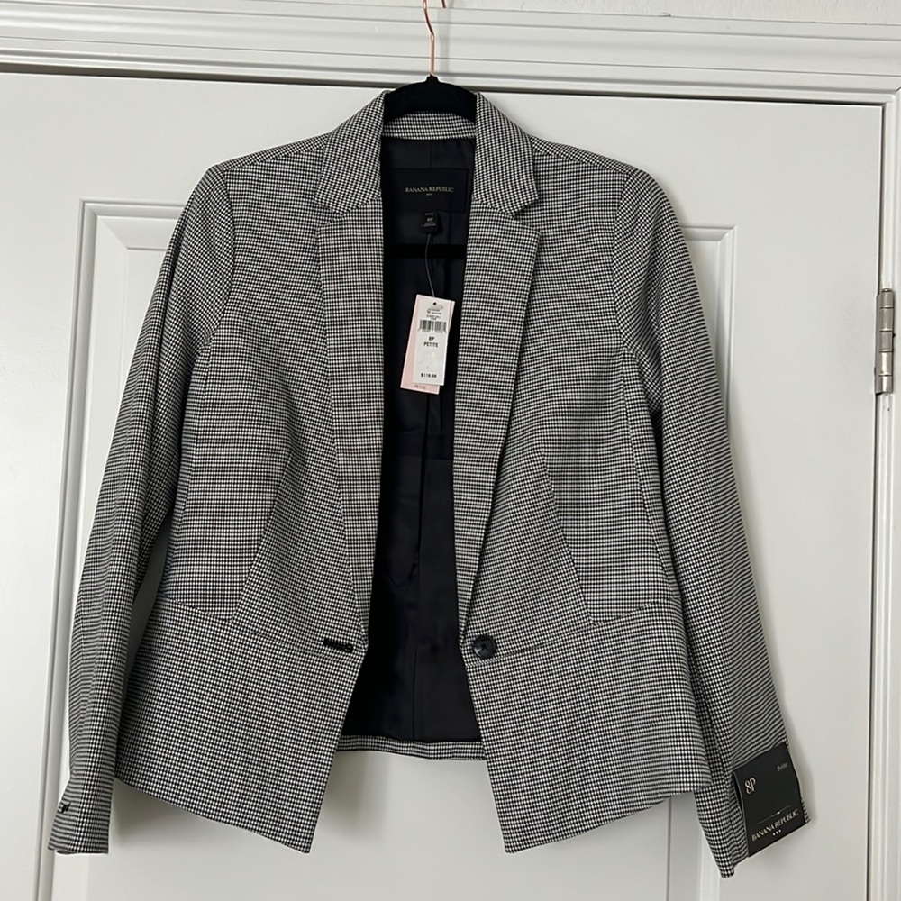 NWT Banana Republic Houndstooth Fitted Blazer